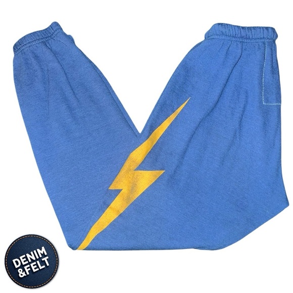 Aviator Nation Women’s Blue Lightning Bolt High Waist Sweatpants/Joggers 💙⚡️ - Picture 7 of 10